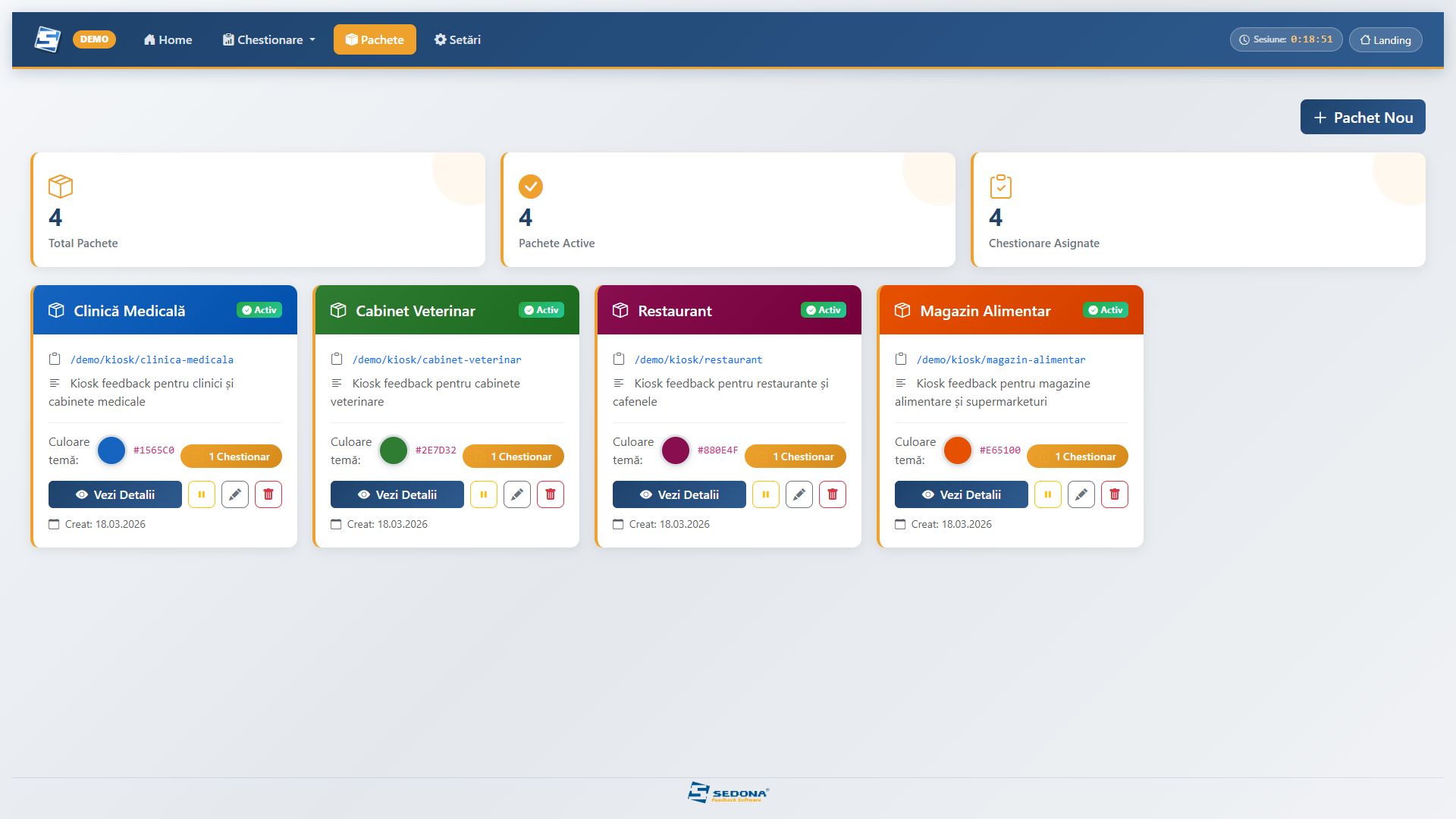 Pachete de chestionare configurate pentru mai multe scenarii